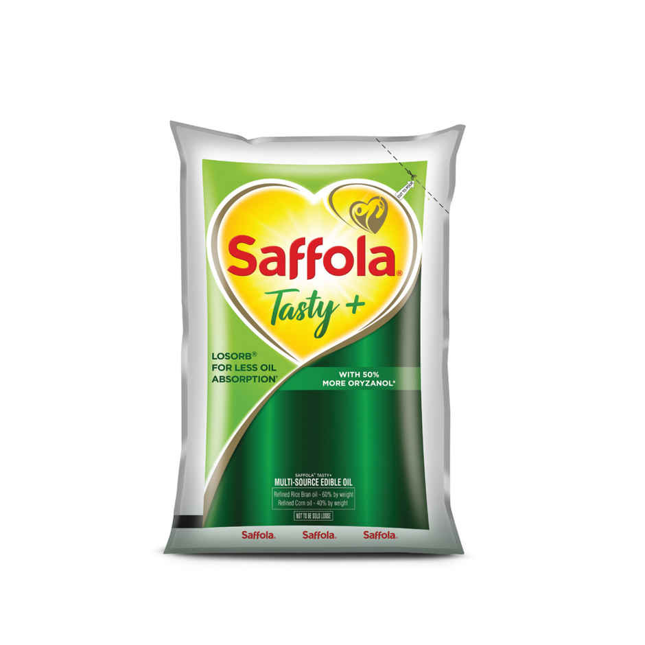 Saffola Tasty + Refined Rice bran & Corn Oil | 50% More Oryzanol | Multi-Source Edible Oil Combo