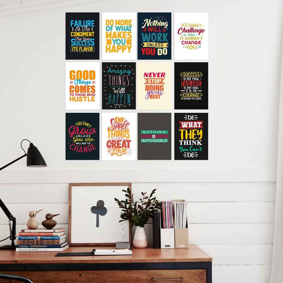 Paper Plane Design Motivational Wall Posters | Set of 12 | (29 cm x 21 cm) D38