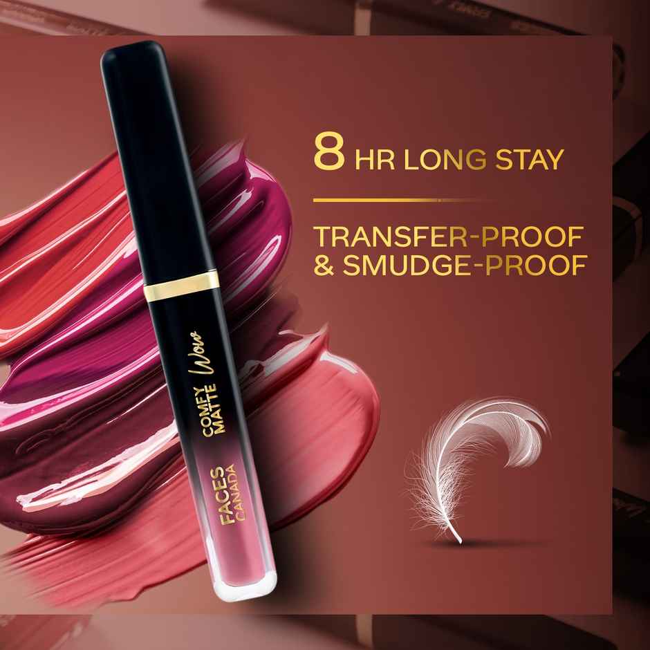 Faces Canada Comfy Matte Wow Liquid Lipstick | Pink Petal 09, One Swipe Application
