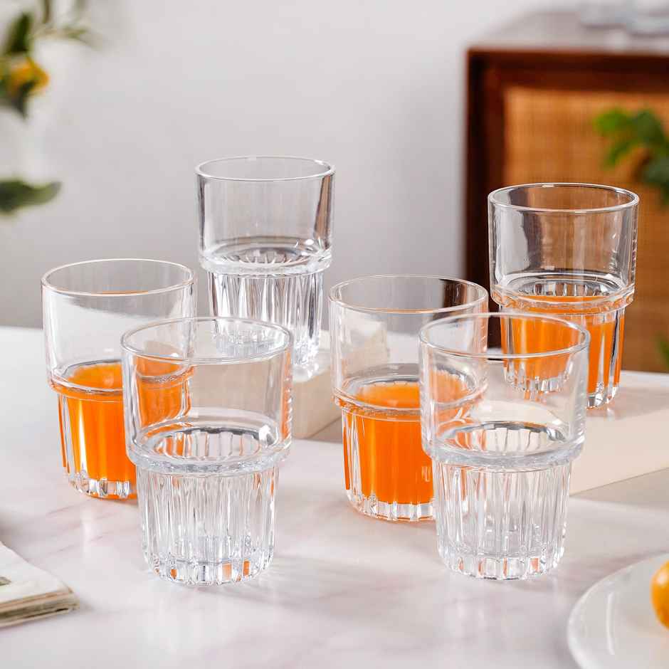 Nestasia Large Stackable Drinking Glass Tumblers | 340 ml