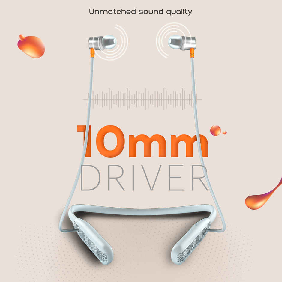 Noise Airwave 50H Battery ENC Low Latency-Upto 50ms 10mm Driver BTv5.3 Neckband | Ice Blue
