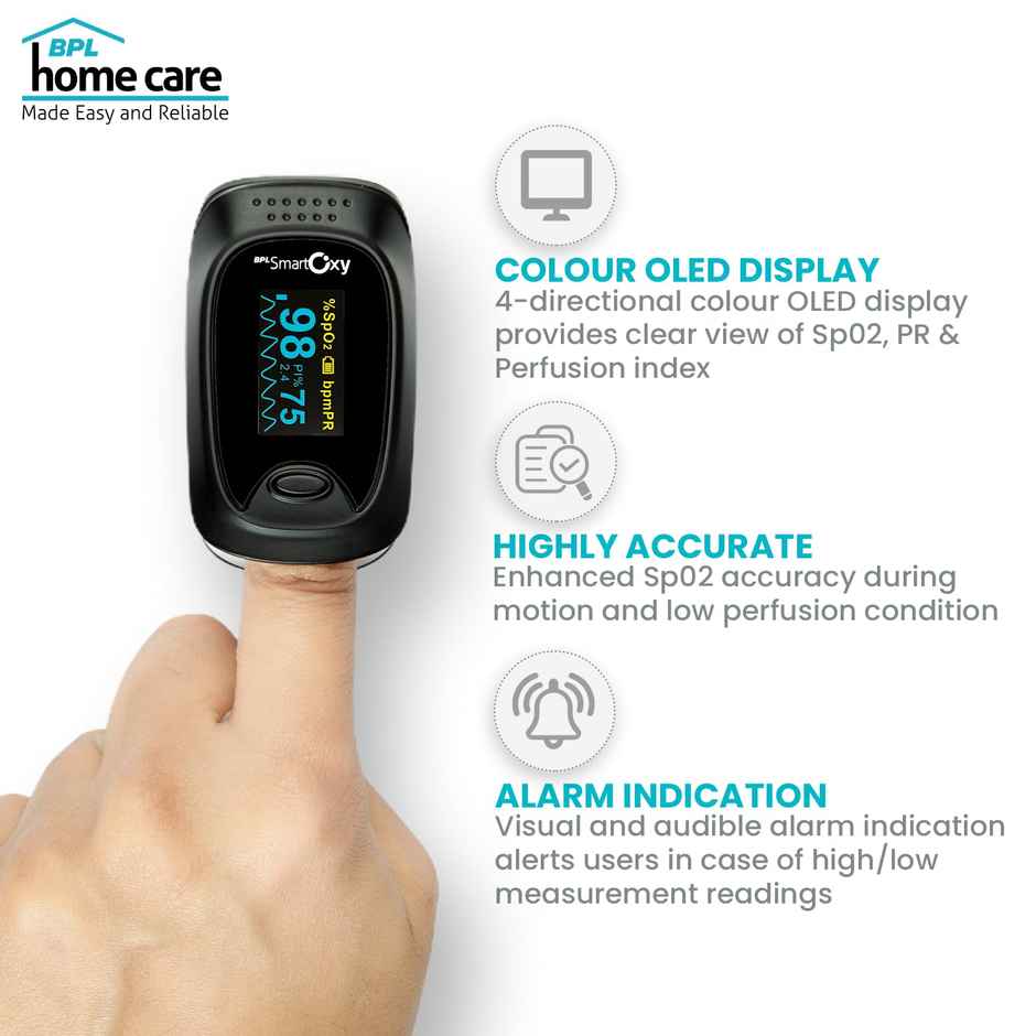 BPL Smart Oxy Pulse Oximeter with Perfusion Index Black
