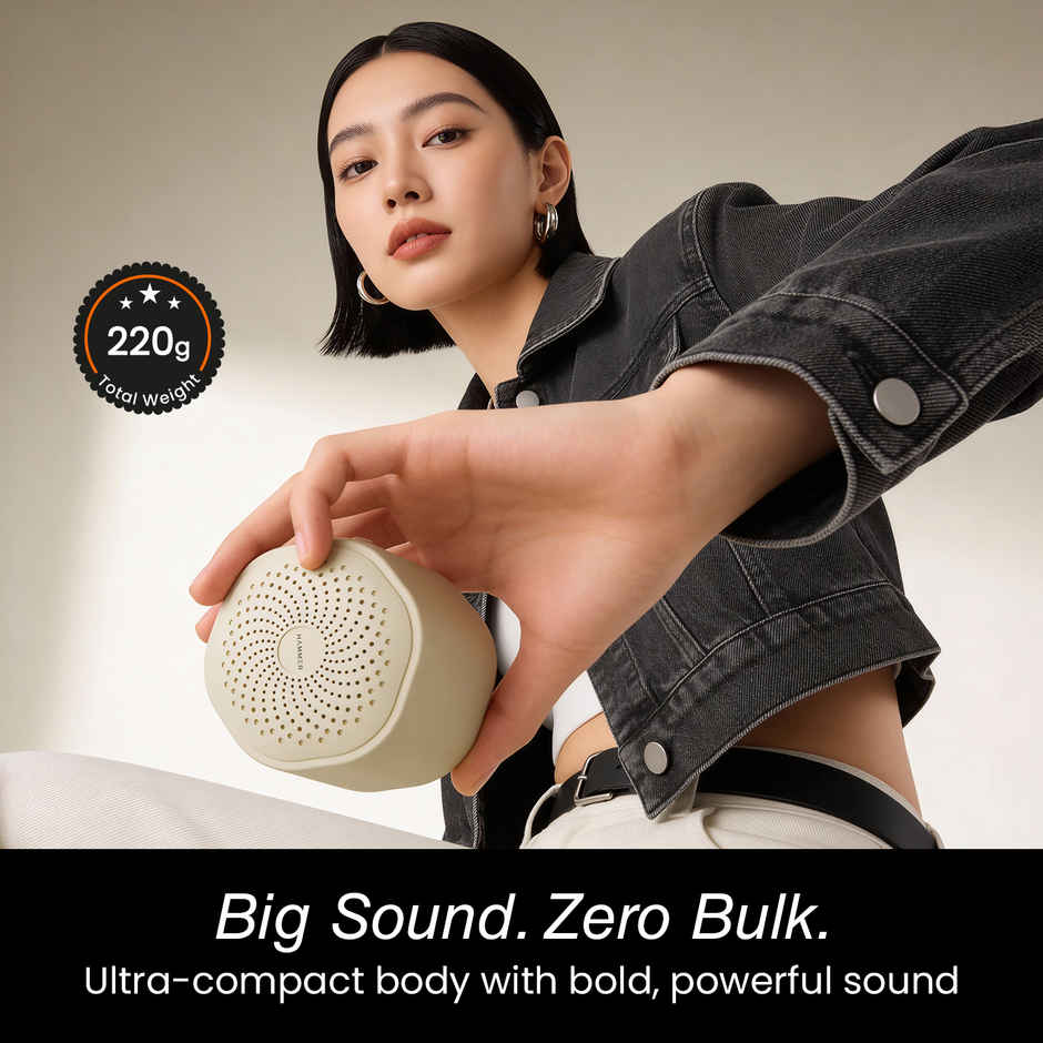 Hammer Drop Go Portable Indoor Bluetooth Speaker | 5W | BT v6.0 | Up to 32H Playtime | Beige