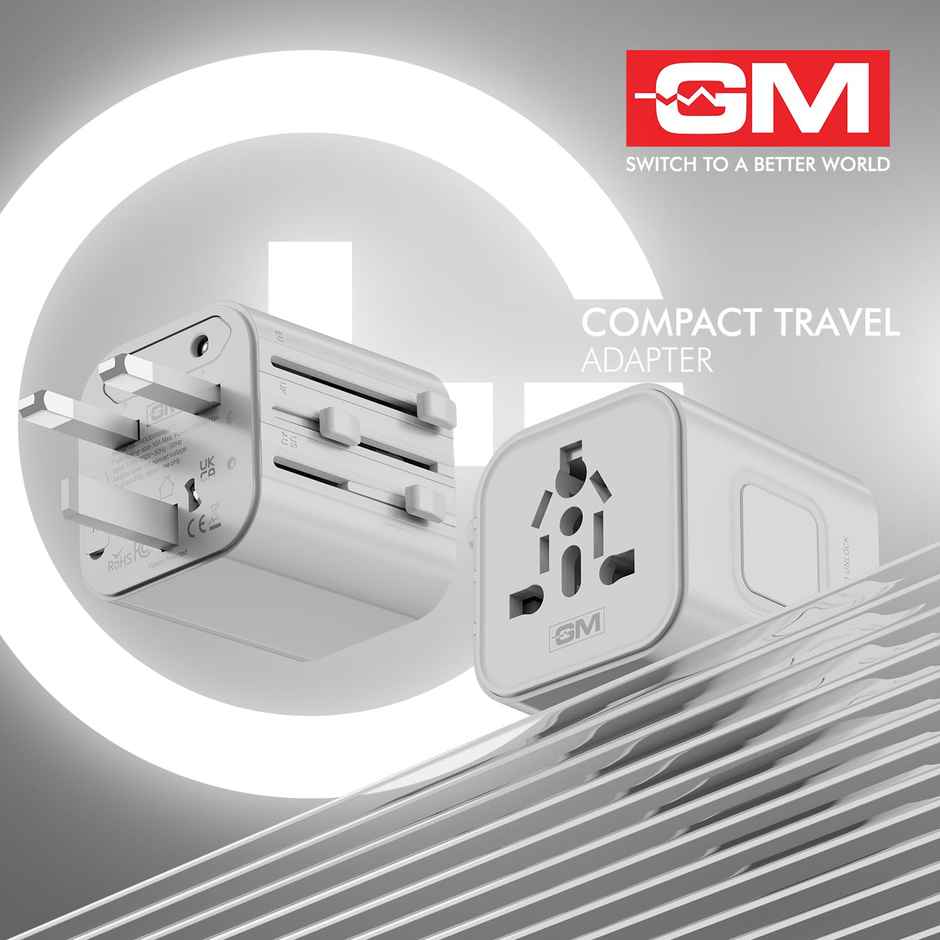 GM G Plus Universal Travel Adapter for 150 Plus Countries | White