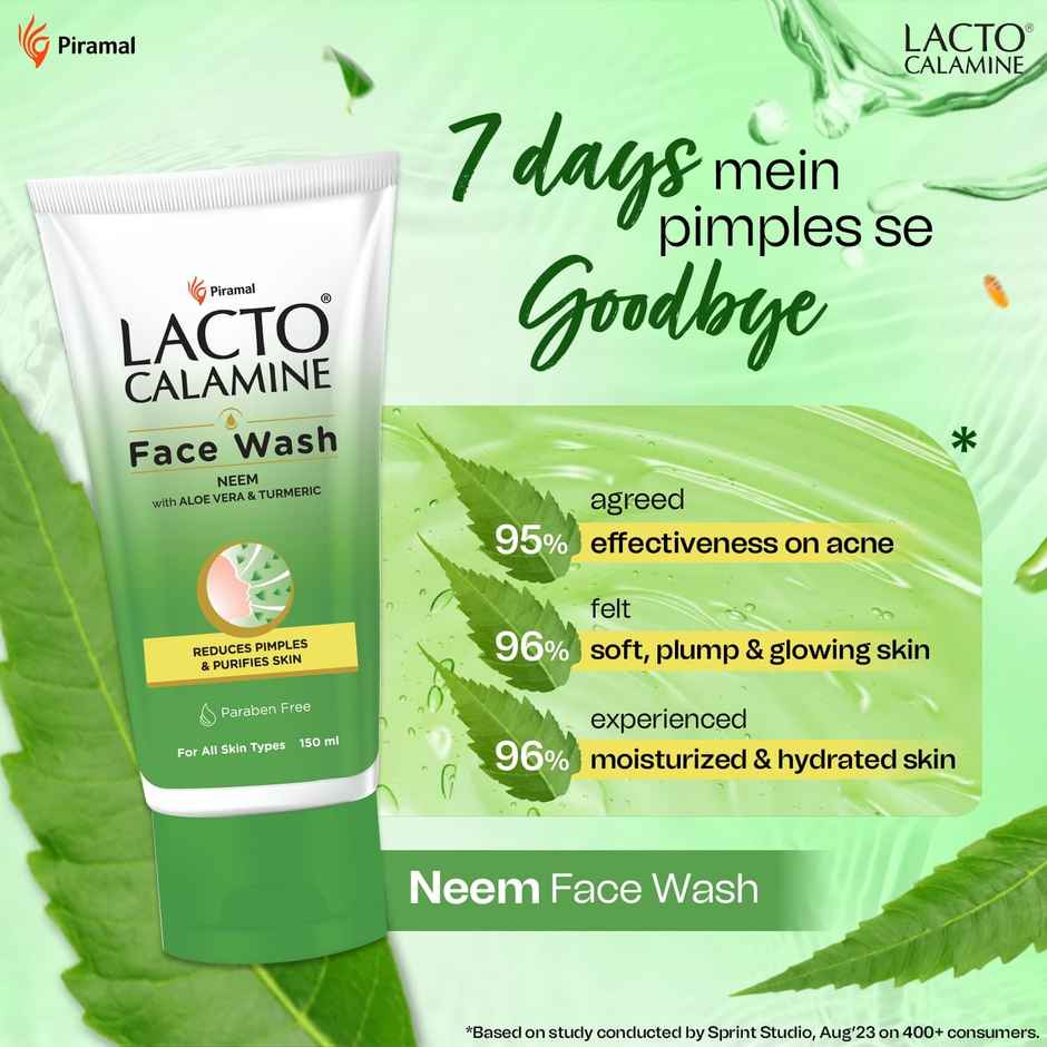 Lacto Calamine Facewash With Neem, Aloe Vera & Turmeric