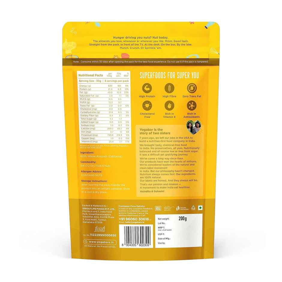 Yoga Bar Premium California Almonds |Badaam| Natural Crunchy Badam Giri|Nuts & Dry Fruits