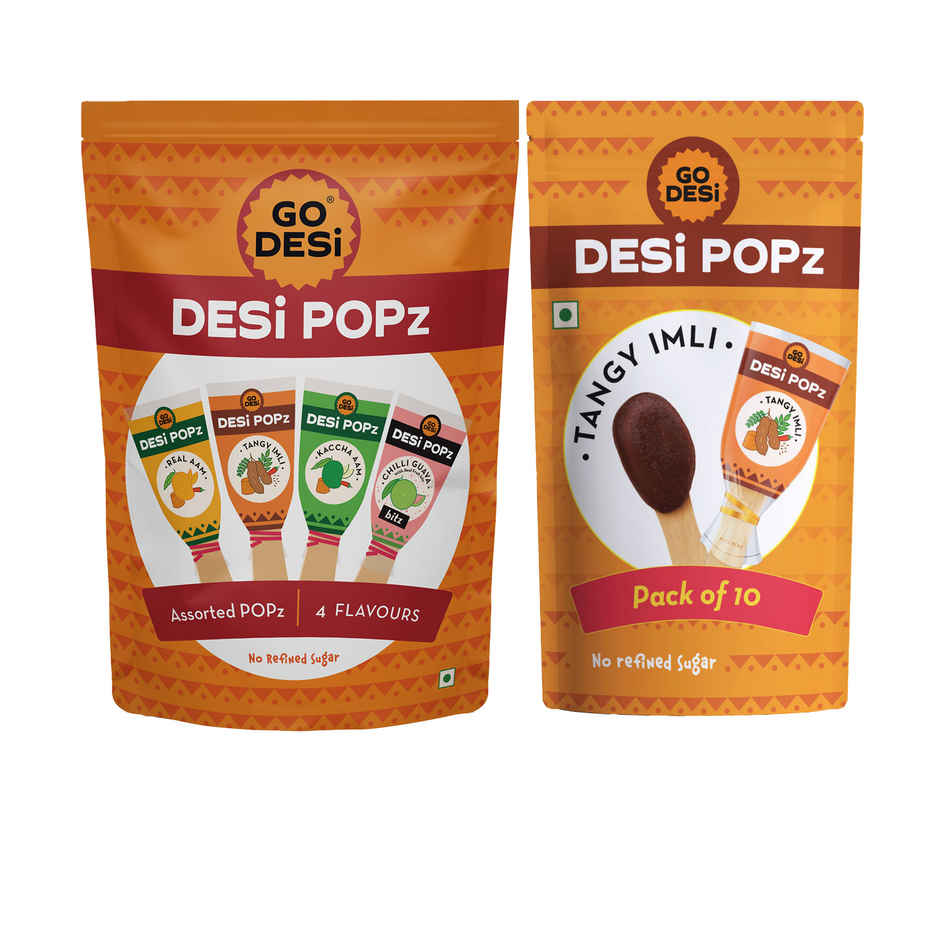 Assorted Candy 20 Pcs, Tangy Imli, Kaccha & Real Aam, Chilli Guava No Refined Sugar (20pc) & Tangy Imli (Tamarind) 10 Pcs Sour Candy | No Refined Sugar | Lollipop By Go Desi (10pc) Combo