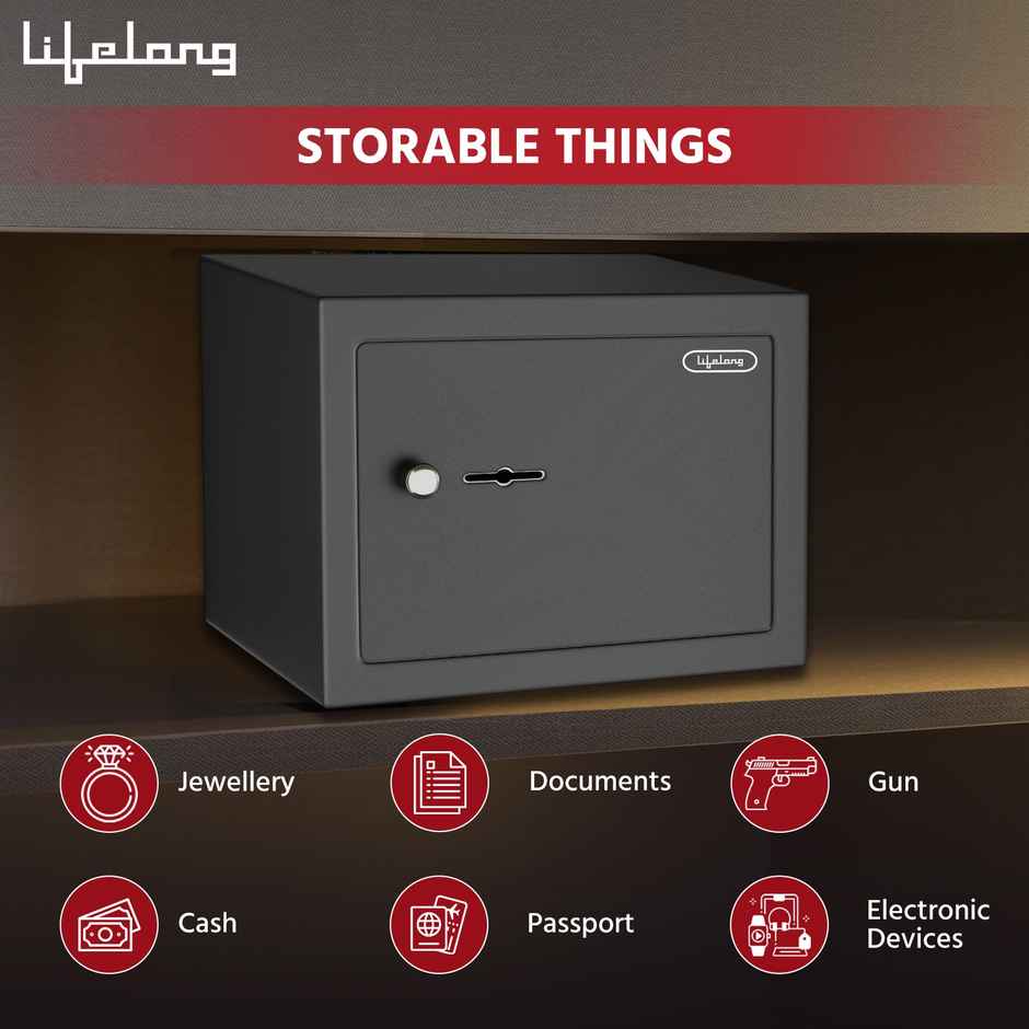 Lifelong Llhsm01 8.6 L Home Safe Mechanical Locker - 0.3 Cubic ft - Black