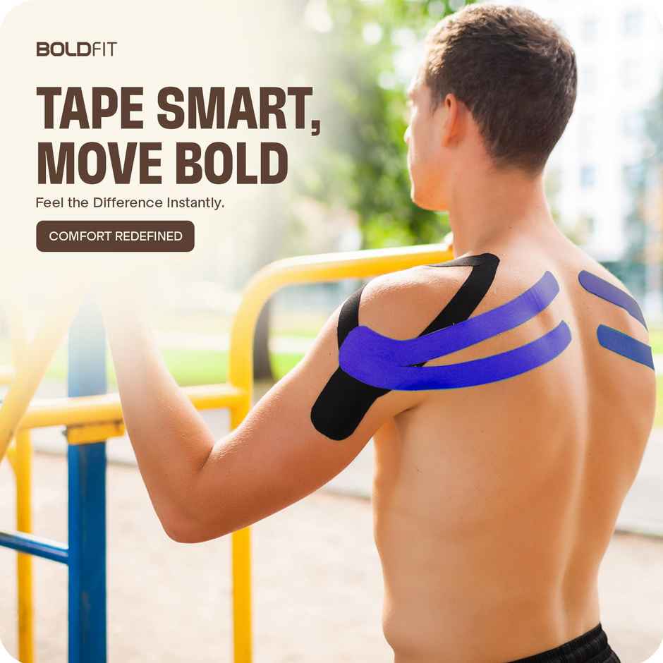 Boldfit Kinesiology Tape For Physiotherapy Kinesio Tape For Sports Injury Pain Relief Blue