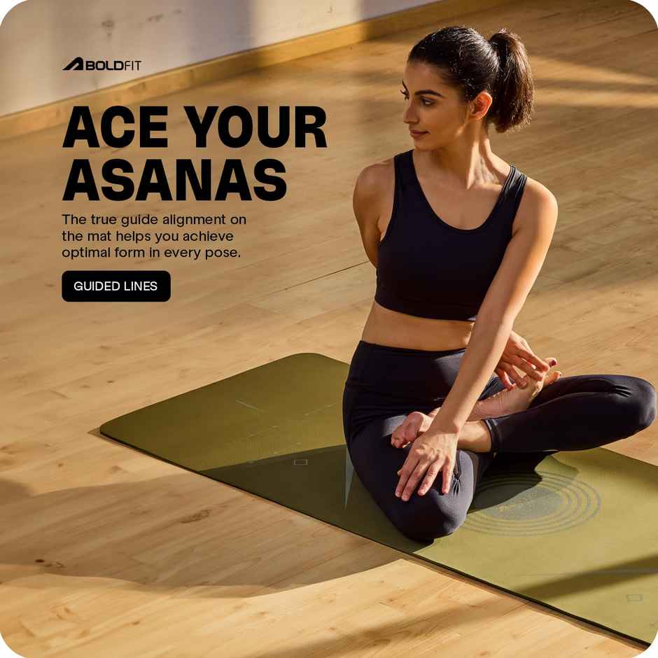 Boldfit Unisex Yoga Mat With Bag 6mm Alignment TPE Rubber Material Extra Thick - Hemlock