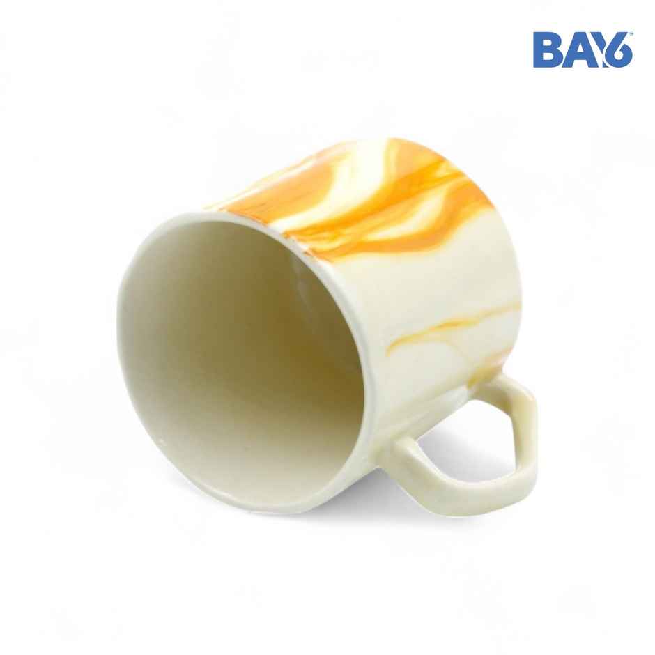 BAY6 Stoneware Italian Milk & Coffee Mug - White & Orange - 250 ml