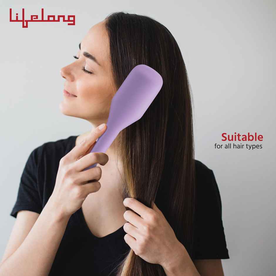 Lifelong Hair Straightener Comb For Women With Keratin Ceramic Bristles, Thermoprotect - Lavender