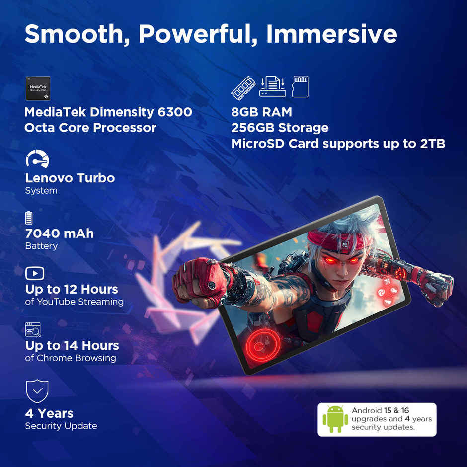 Lenovo Idea Tab 11 | 5G + Wi-Fi | 2.5K Display | AI Tablet | 8GB + 256GB | Android 15 | Luna Grey