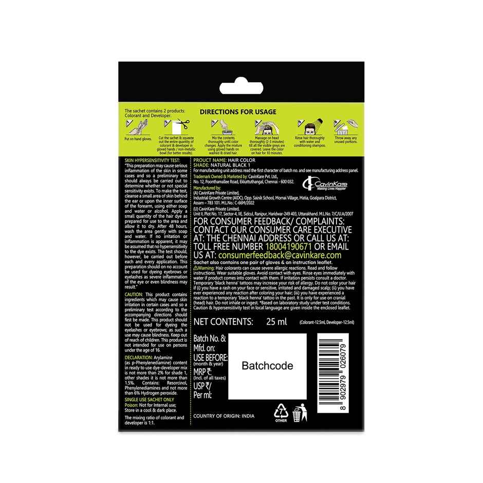 Indica Easy DIY 10 Min. Hair Color Shampoo-100% Ammonia Free, Natural Black