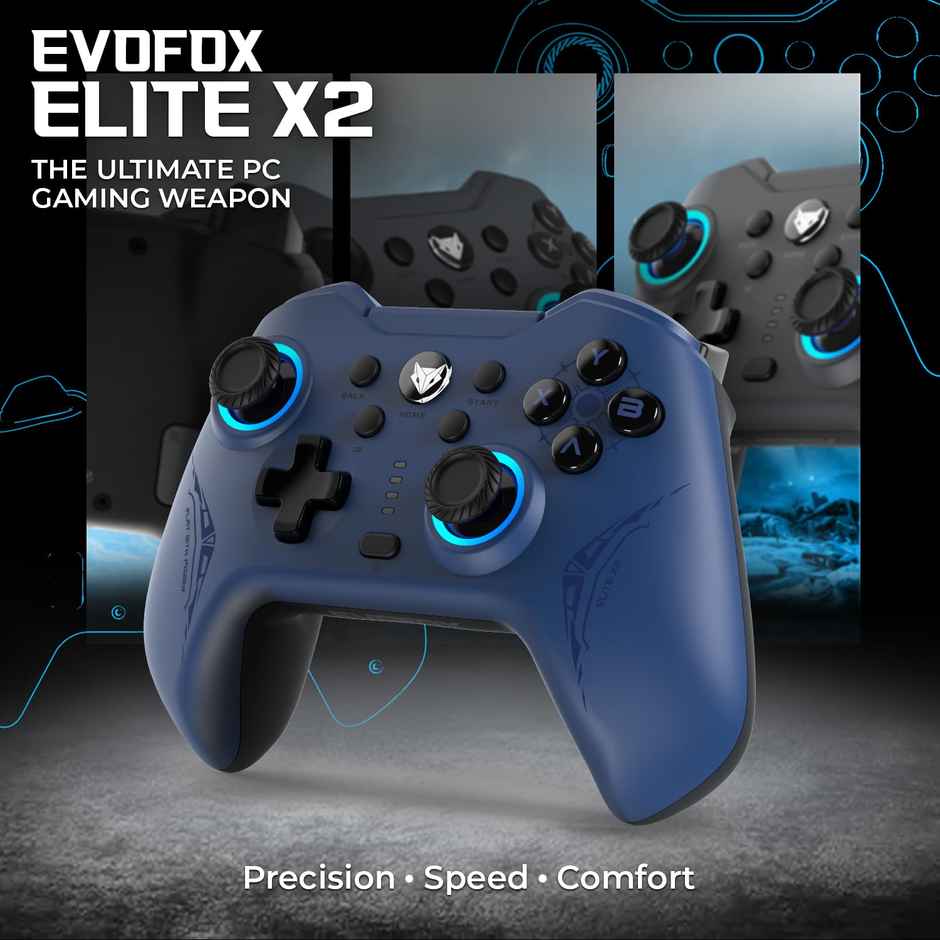 EvoFox Elite X2 Wireless & Wired Usb-C Gamepad For Pc With Hallsense Magnetic Triggers