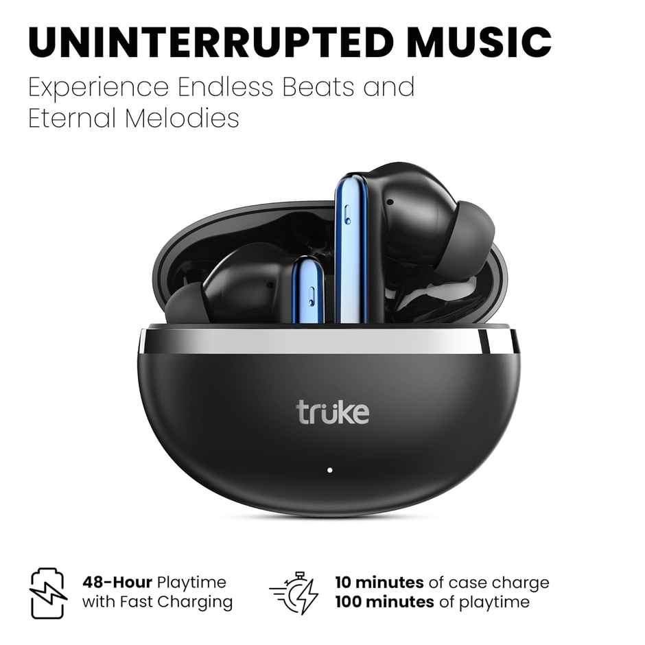 truke Buds Q1 Lite Truly Wireless Bluetooth Earbuds with 4Mic ENC, 48H Battery - MetalBlack