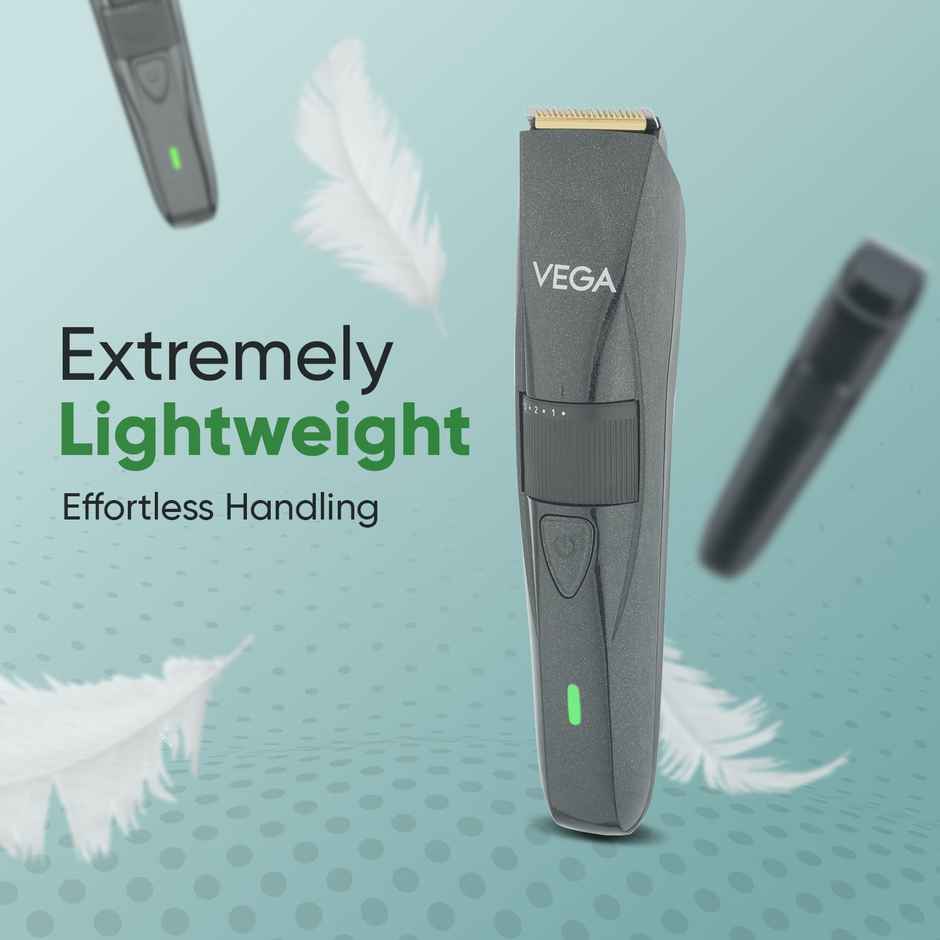VEGA P-2 Beard Trimmer for Men with 160 Min Runtime, 2 Comb Attachment, Type-C Fast Charging VHTH-26