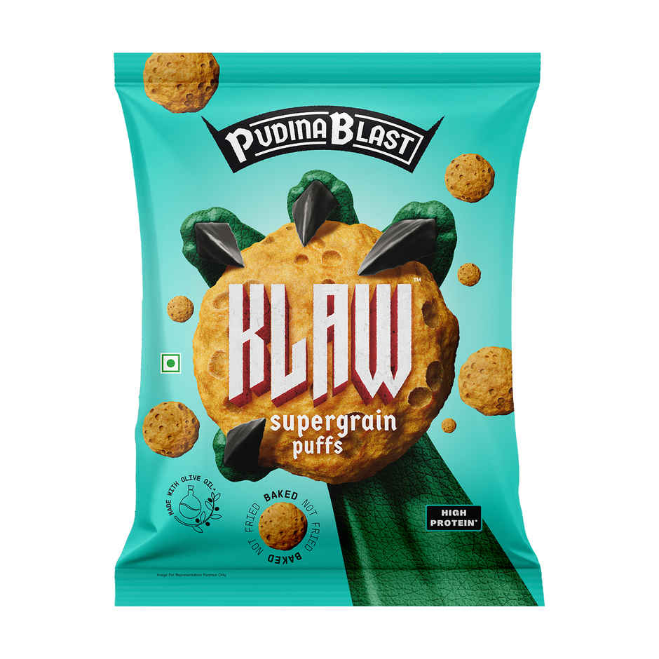Klaw Pudina Blast Supergrain Puffs | Baked Not Fried | High Protein | Made with Olive Oil