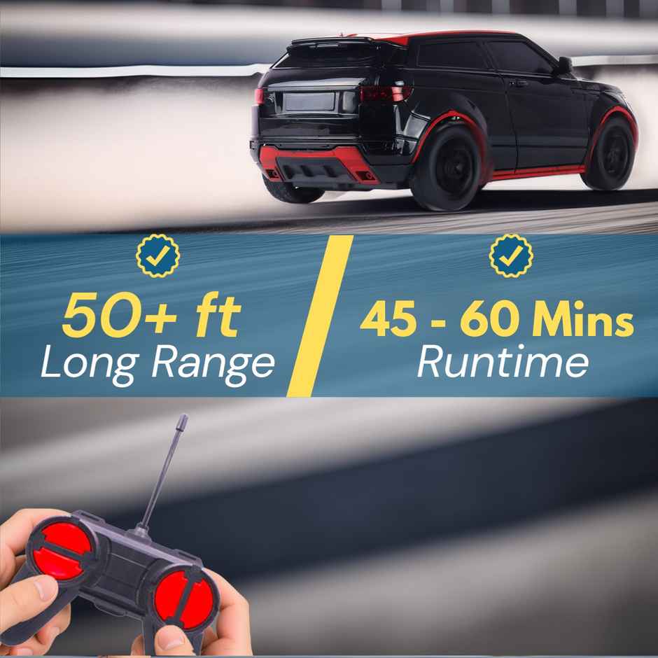 Race N Roll 1:24 Rechargeable Hi Speed Mini Remote Control Car - Rov Black & Red Top