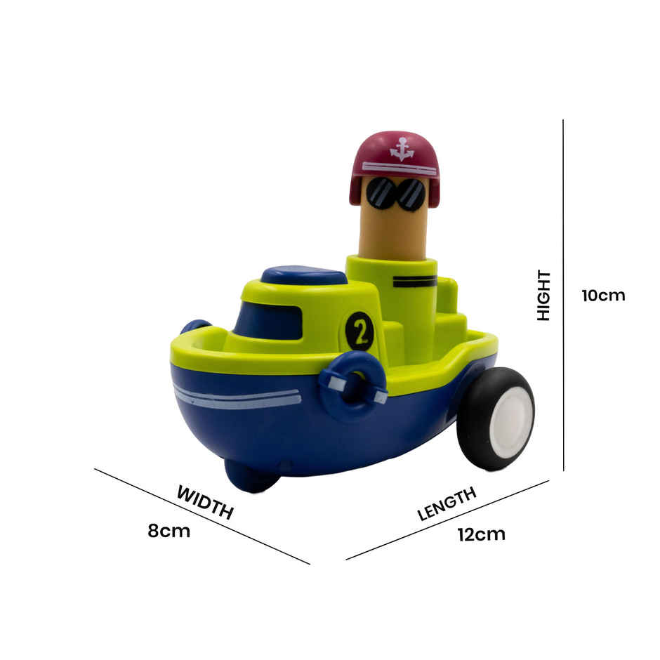 Toybharat Push N Go Boat Toy | Colorful Birthday Gift for Kids | Fun Pressing Go Action | Assorted