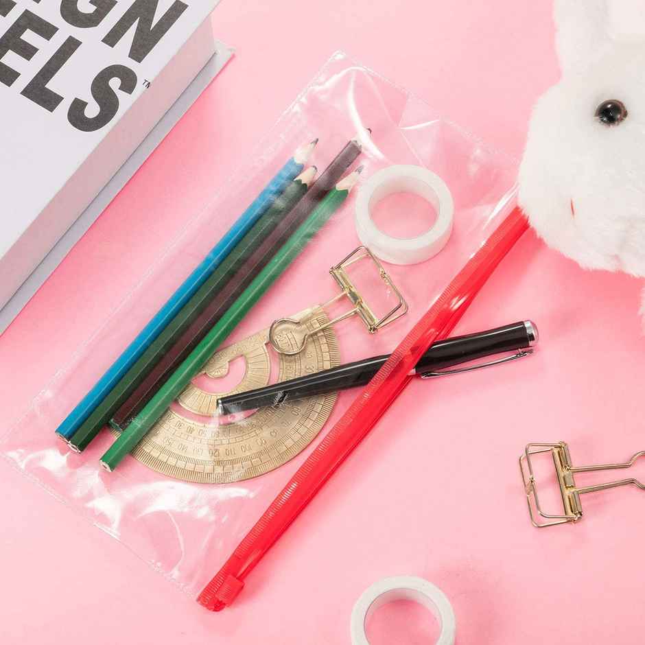 Paperbees Transparent Waterproof Stationery Clear Pvc Zipper Pencil Pouch