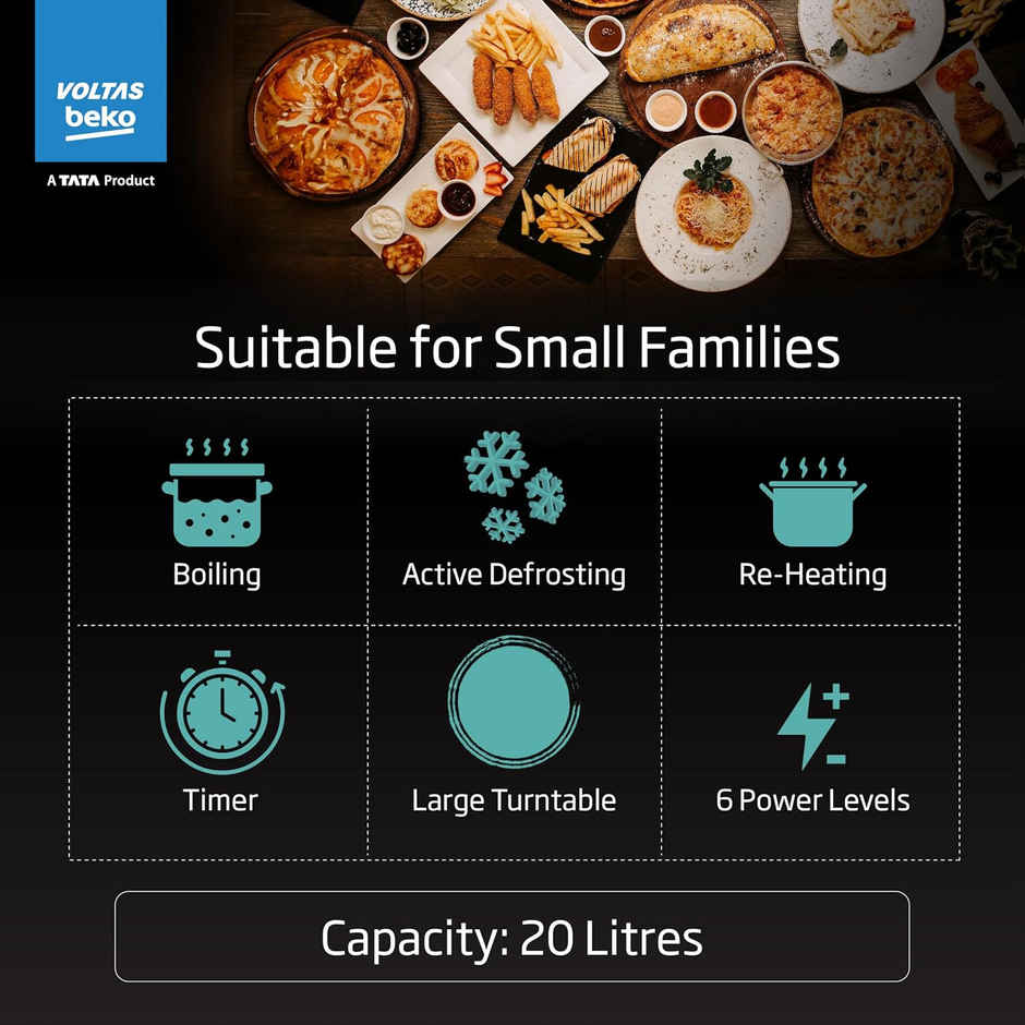 Voltas Beko | 20 L Smart Solo Microwave Oven |MS20MPW10 | White
