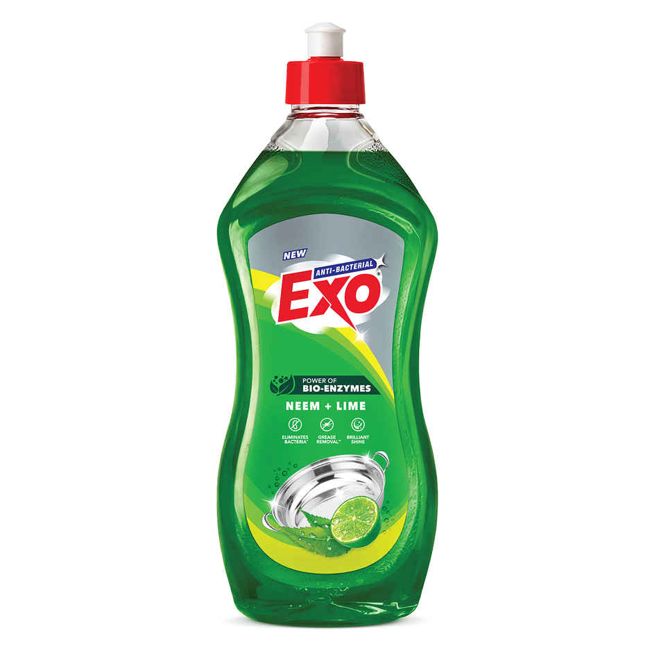 Exo Neem & Lime Anti Bacterial Dishwash Liquid | Tough Grease Removal with Power of Bio-Enzymes