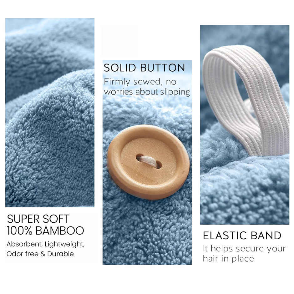 Mush Bamboo Hair Towel Ultra Soft Absorbent Anti Microbial Hair Wrap 500 GSM Sky Blue