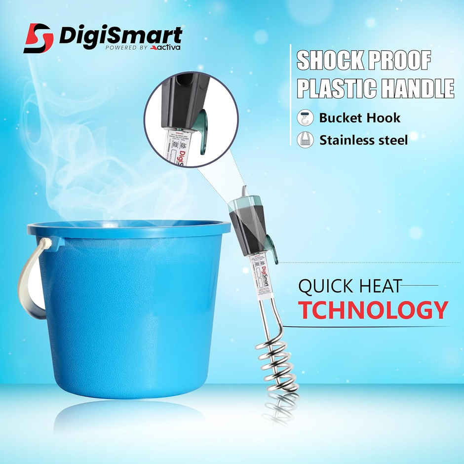 Digismart 2000 Watts Water Proof/Shock Proof Immersion Water Heater - Black
