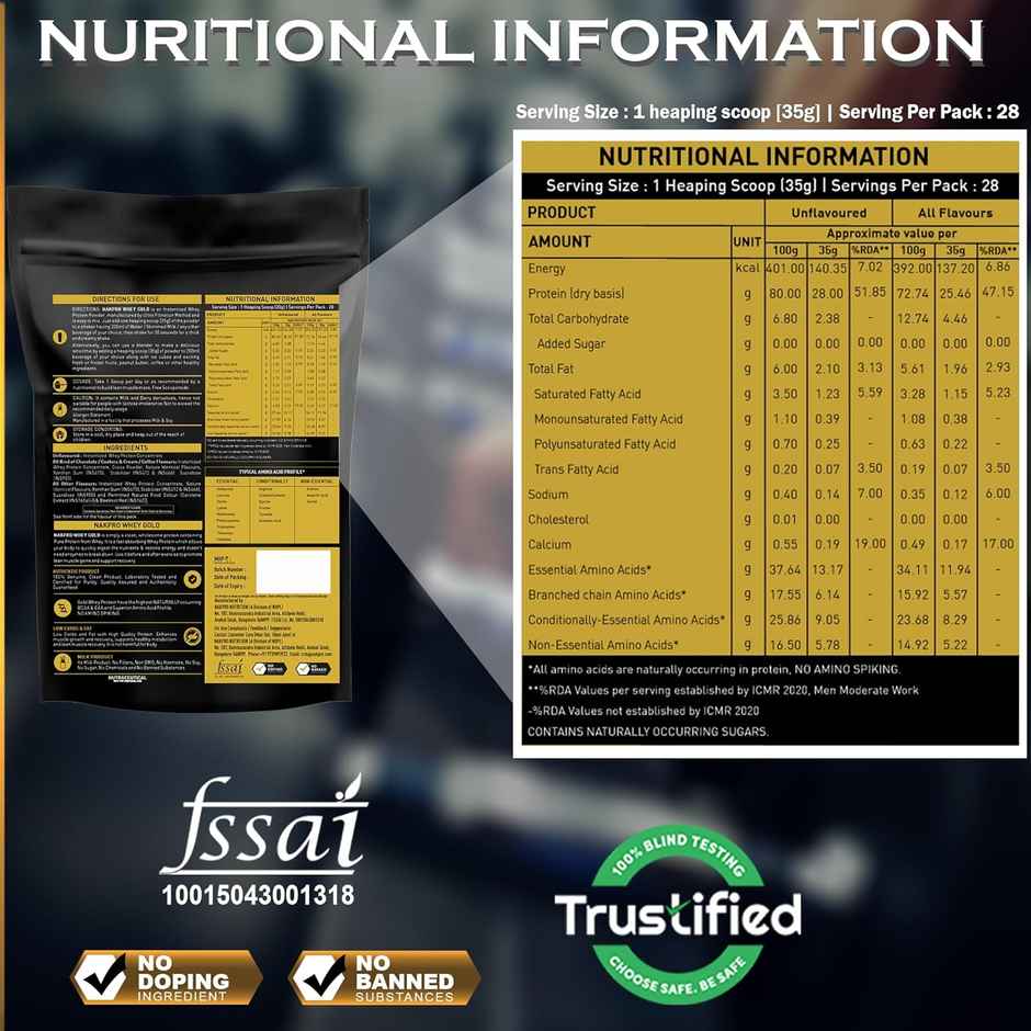 Nakpro Gold Whey Protein Concentrate Chocolate 25.5G Protein 5.6G Bcaa Trustified Certified