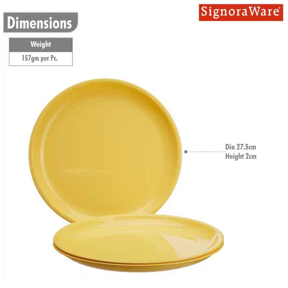 Signoraware Round Plate Set | Set of 3 | Yellow | Dinner Plate Set, Serving Plates