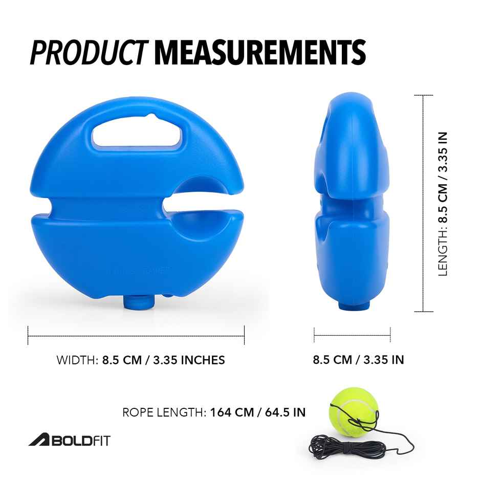 Boldfit Tennis Trainer Rebound Ball Set For Solo Practice Indoor & Outdoor | Blue