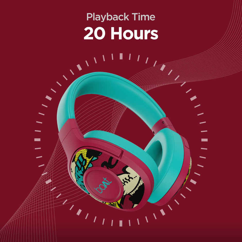 boAt Rockerz 550 Bluetooth Wireless Over Ear Headphones with Upto 20 Hours, 50MM (Maroon Maverick)