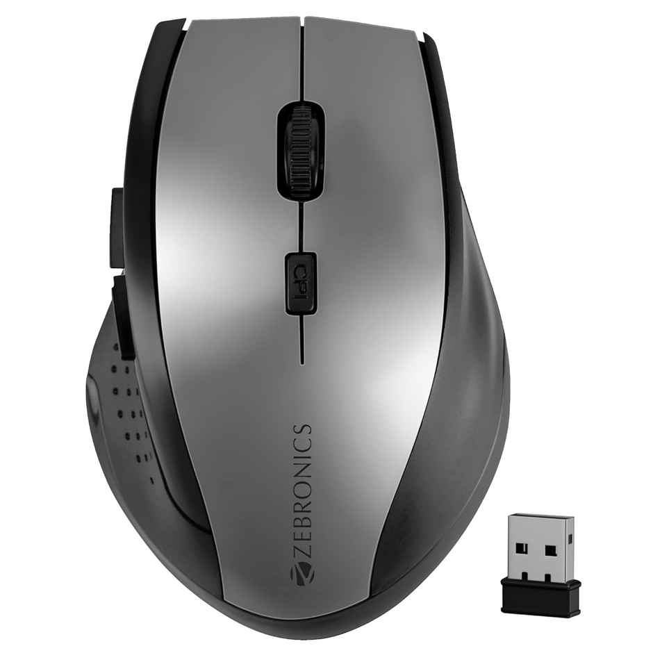 Zebronics Speedy Black Plus Grey SPEEDY, 2.4GHz, WIRELESS MOUSE