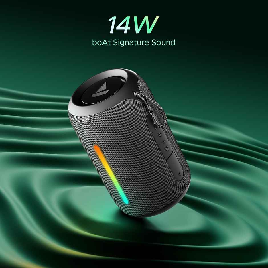 boAt Stone Stone 358 Pro w/ 14W Bluetooth Speaker Signature Sound, Up to 12 Hours Playback, RGB LEDs, TWS Feature, Built-in Mic, BTv5.3, Free Music Streaming on JioSaavn Bluetooth Speaker - Raging Black