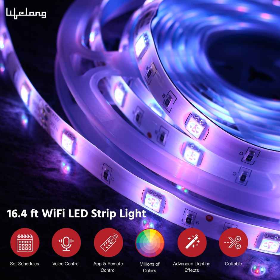 Lifelong Smart LED Strip Lights 5M (16.4 Feet) Works with Alexa & Google| IP65 Waterproof (LLESL5M)