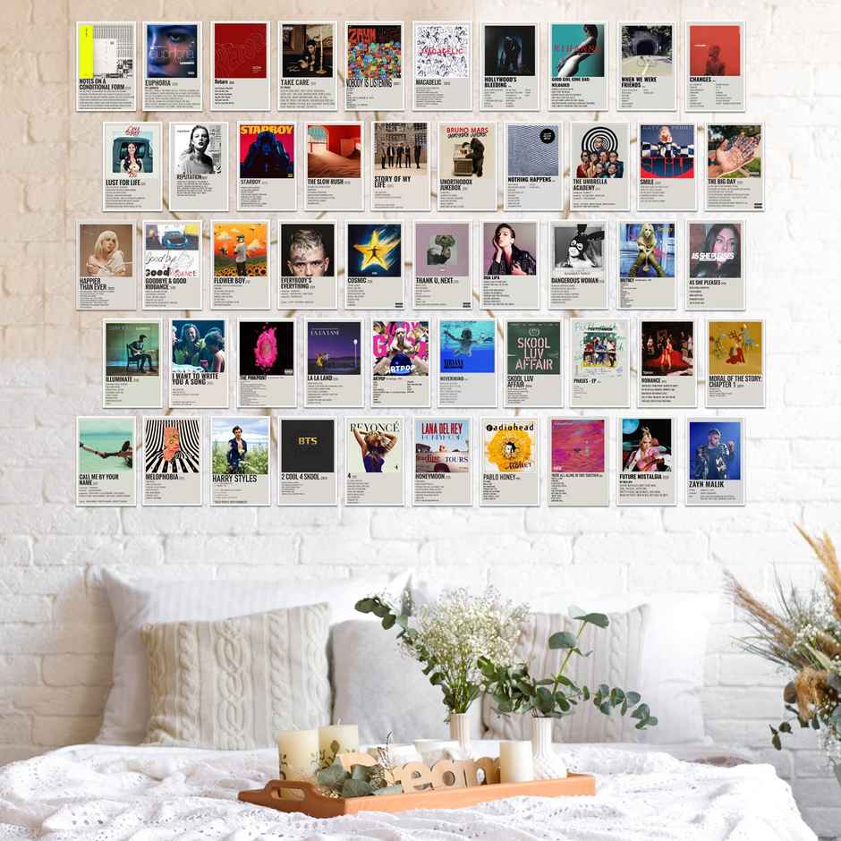 Paper Plane Design Rock Band Music Wall Posters Collage Pack of 50 (4 Inch X 6 Inch) D40