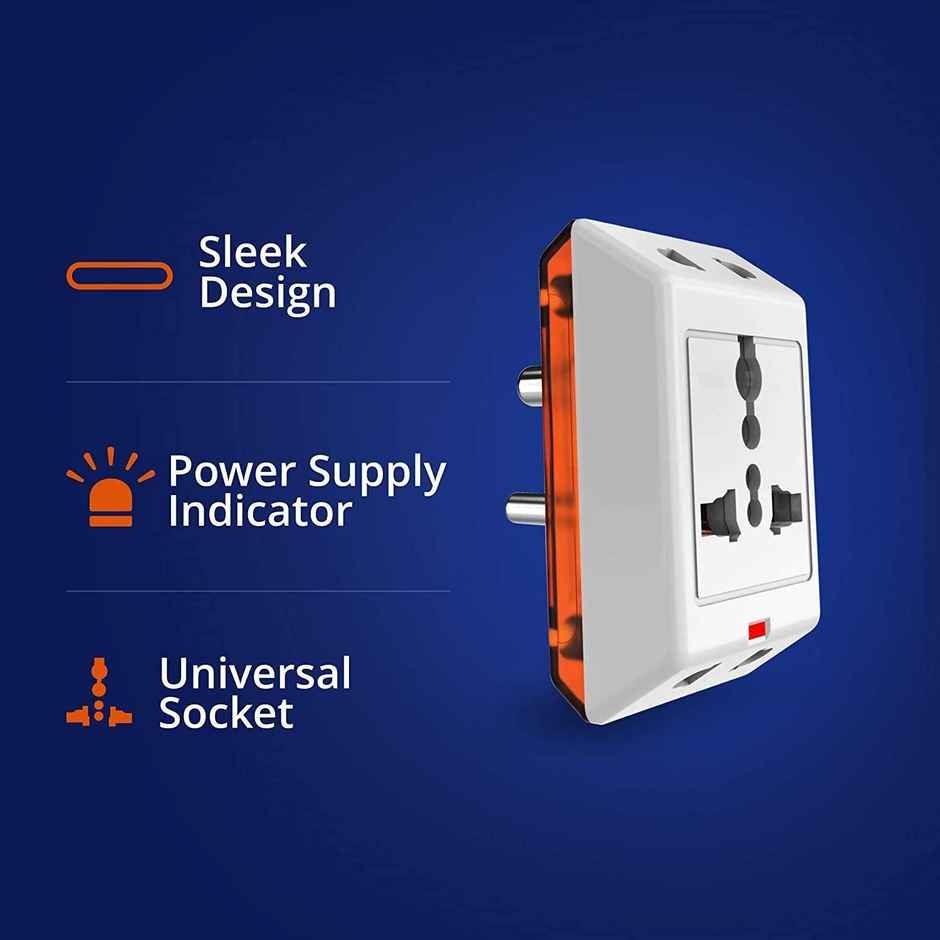 Wipro 3 Way Multiplug Adaptor with 1 Universal Socket