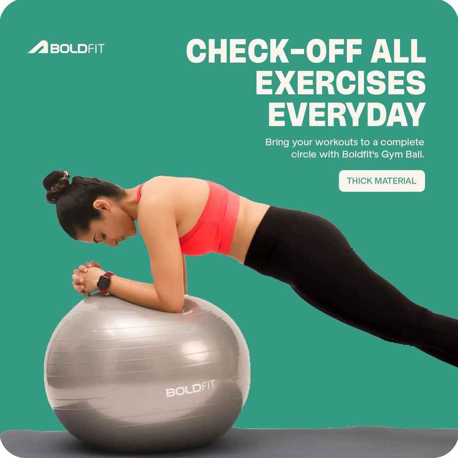 Boldfit Gym Ball For Exercise 55 cm Exercise Ball With Foot Pump-Grey