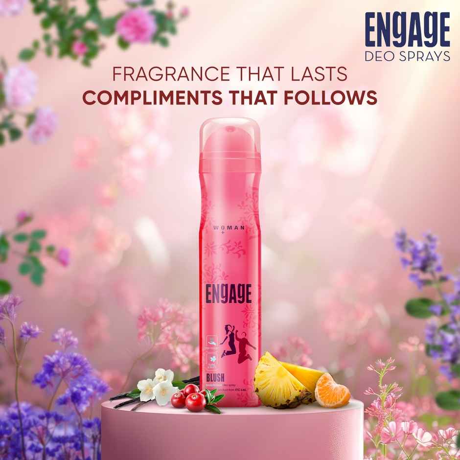 Engage Blush Deodorant Spray for Women | Fruity & Floral | 24hr Freshness