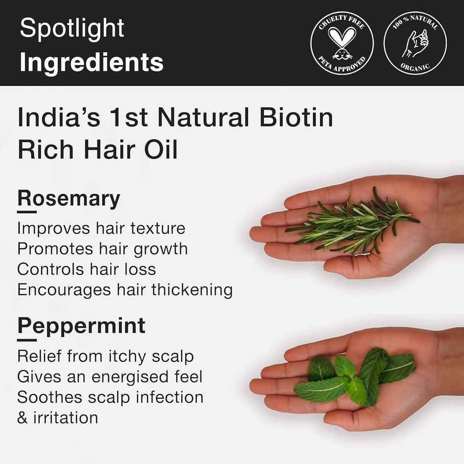 Soulflower Rosemary Mint Hair Growth Oil For Hair Fall & Dandruff Control, Light Hair Oil