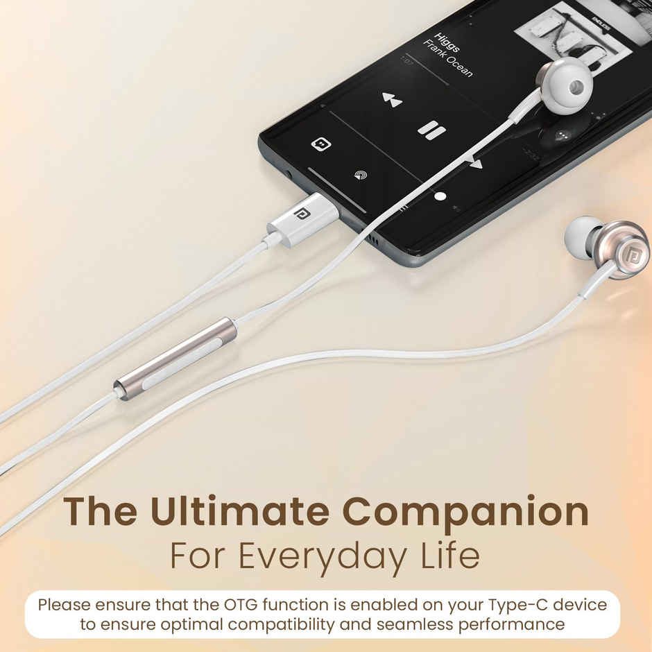 Portronics Conch Sigma C In-Ear Type-C Wired Earphones with In-Line HD Mic, Powerful Audio | White