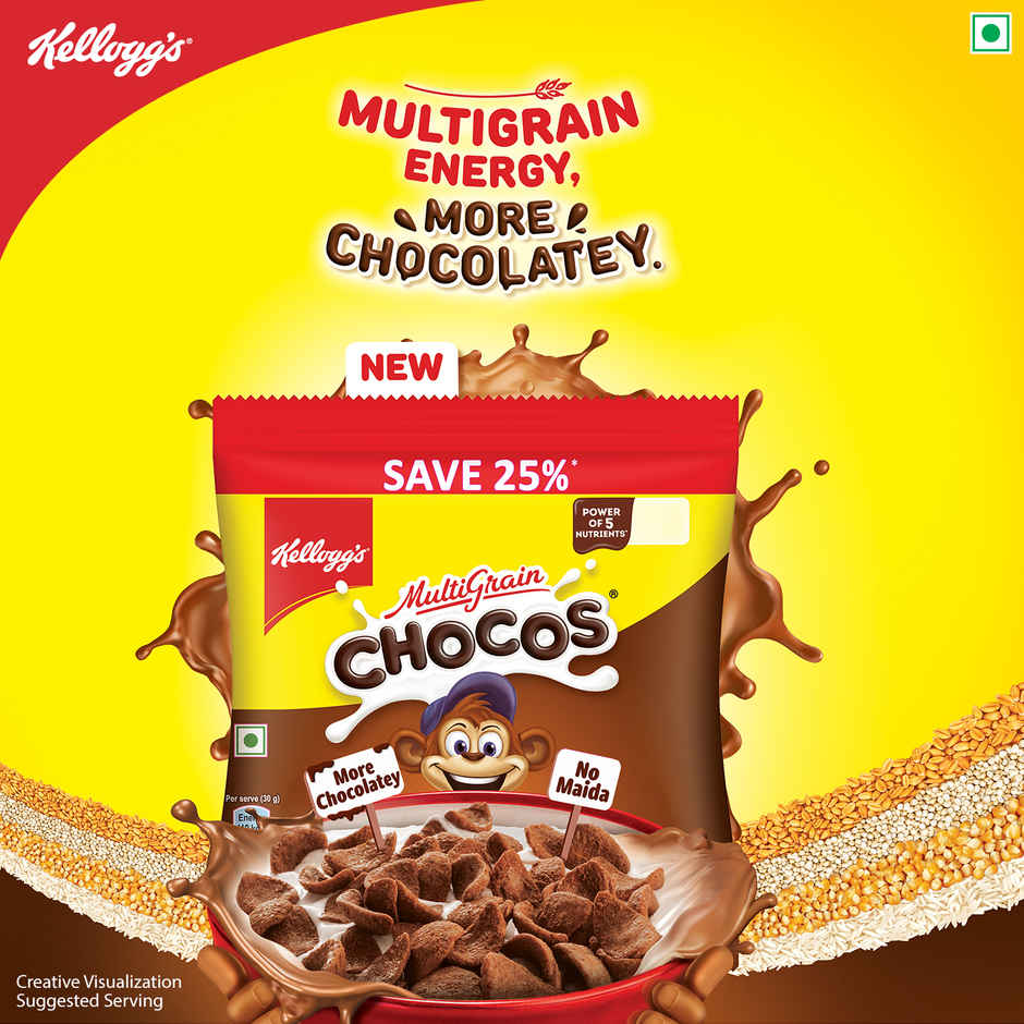 Kellogg's Multigrain Chocos Multigrain Energy | More Chocolatey | Power Of 5 Nutrients Protein