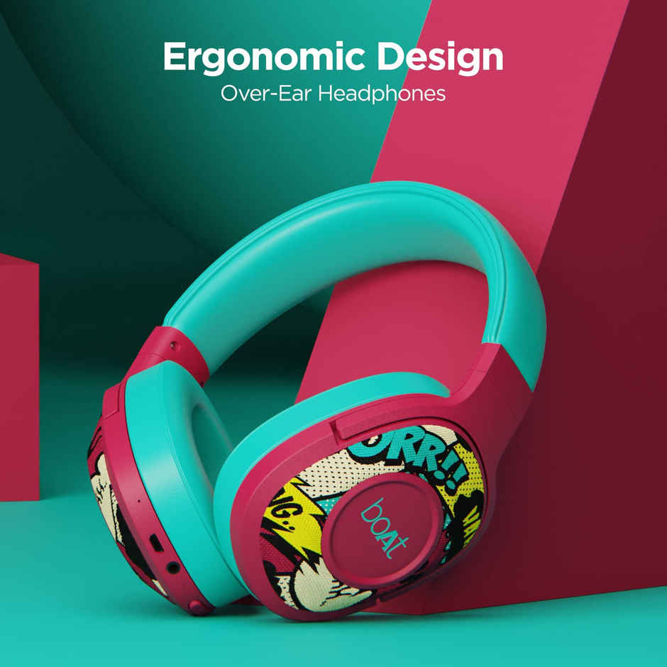 boAt Rockerz 550 Bluetooth Wireless Over Ear Headphones with Upto 20 Hours, 50MM (Maroon Maverick)