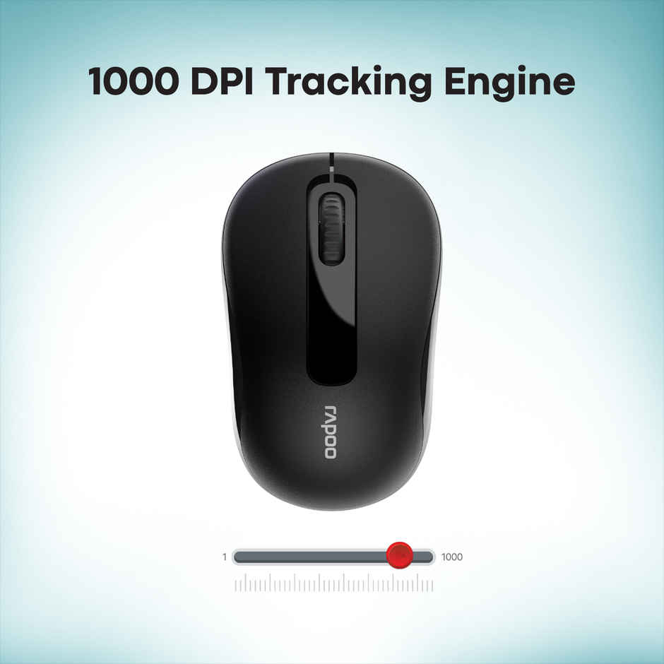 Rapoo M10+ 2.4G Wireless Mouse | 1000 DPI | 30ft Range | 12 Months Battery Life | Black