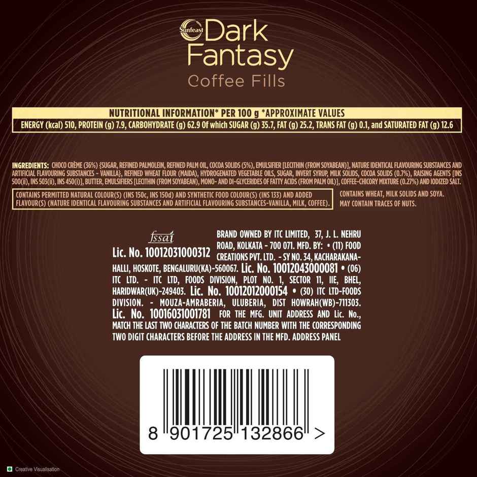 Sunfeast Dark Fantasy Coffee Fills, Original Filled Cookie With Coffee Flavour | Perfect Snack