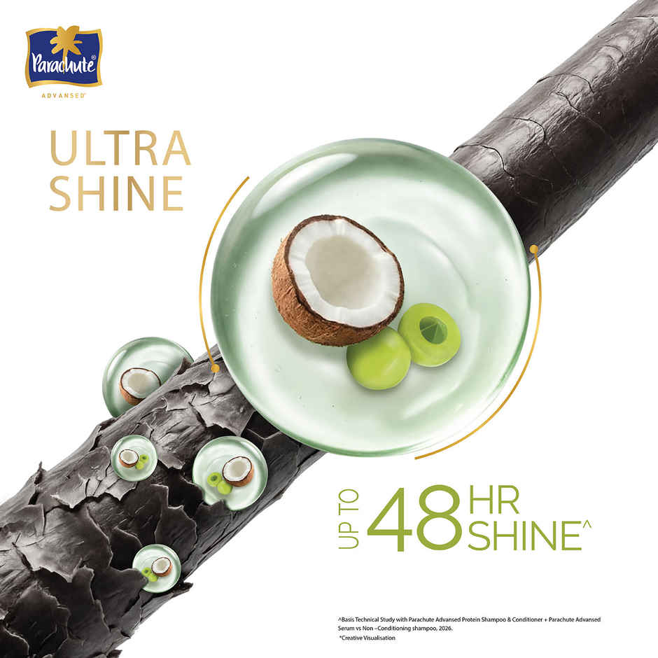 Parachute Advansed Ultra Shine Protein Shampoo | Coconut Milk & Amla | Up to 48hr Shine