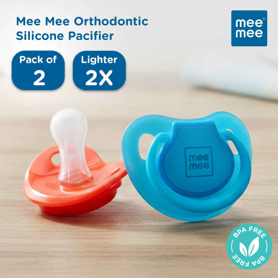 Mee Mee Baby Pacifier Ultra Light Soft Silicone Nipple | BPA Free | Red/Blue