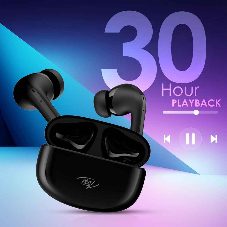 itel T31 TWS Earbuds - 30H Playtime, -25Db ANC, Quad Mic ENC, IPX5, 10Mm Bass, Black