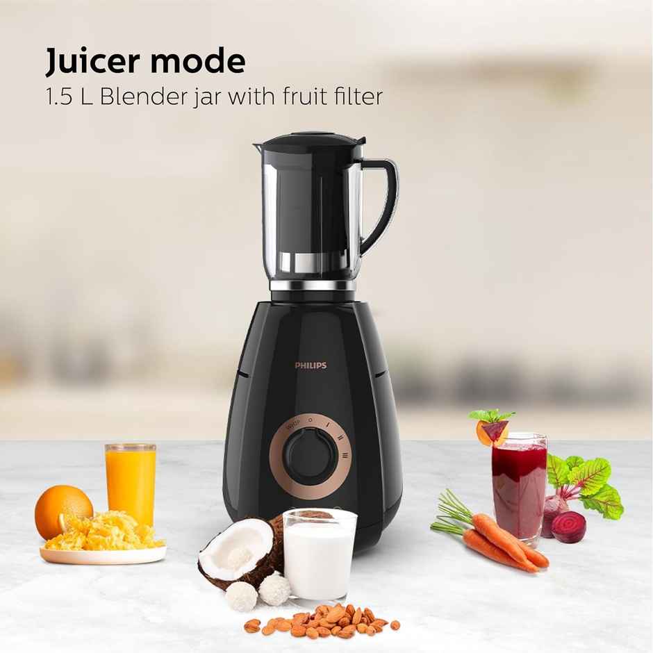 Philips Mixer Grinder + Food Processor | 3-in-1 | 750 W | 4 Jars - Black